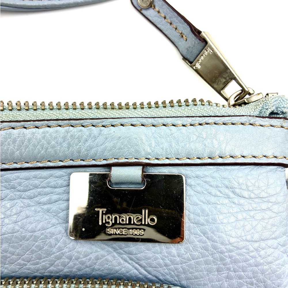 Italian Sky Blue Leather Crossbody Bag - Picture 3 of 8